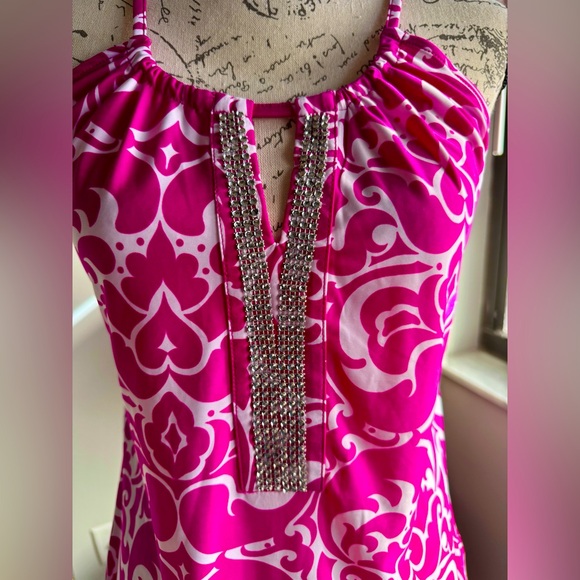 INC Pink and Detailed White Halter Top, size Small - Picture 2 of 6